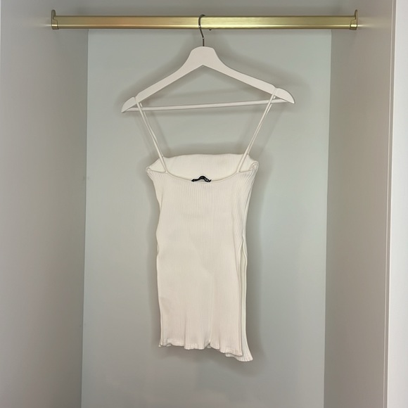 Ribbed spaghetti strap tank with side slits - Picture 2 of 2